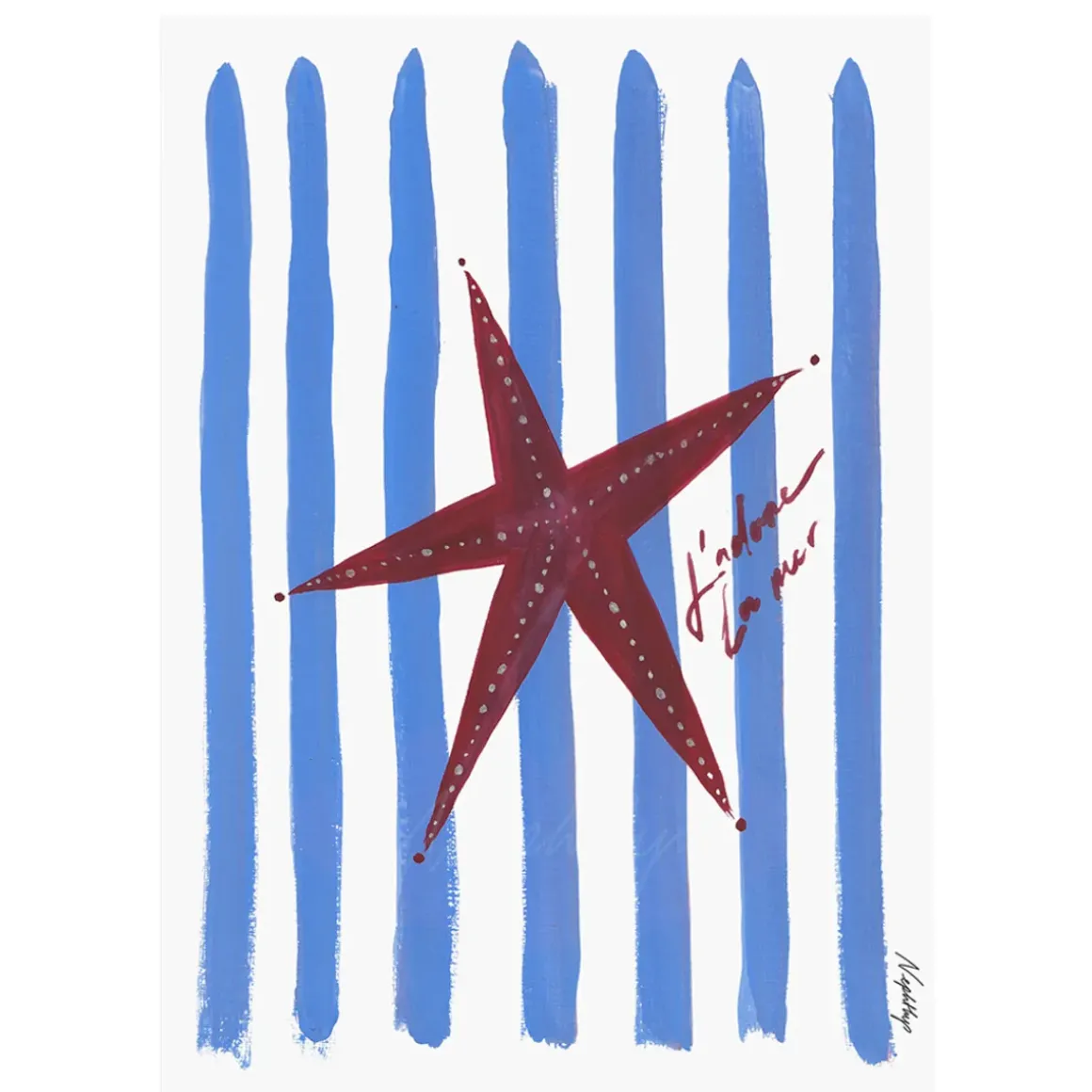 Affiche A3 J'adore La Mer - Étoile de Mer