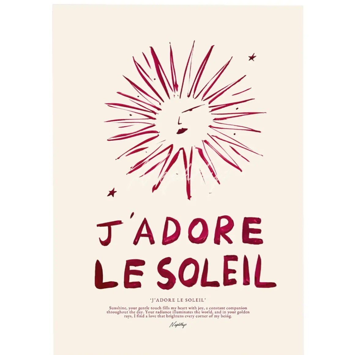 Affiche A3 J'adore Le Soleil - Rouge