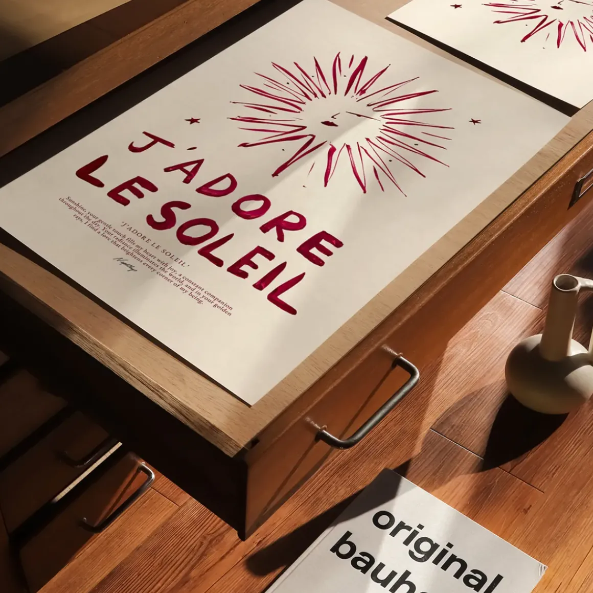 Affiche A3 J'adore Le Soleil - Rouge