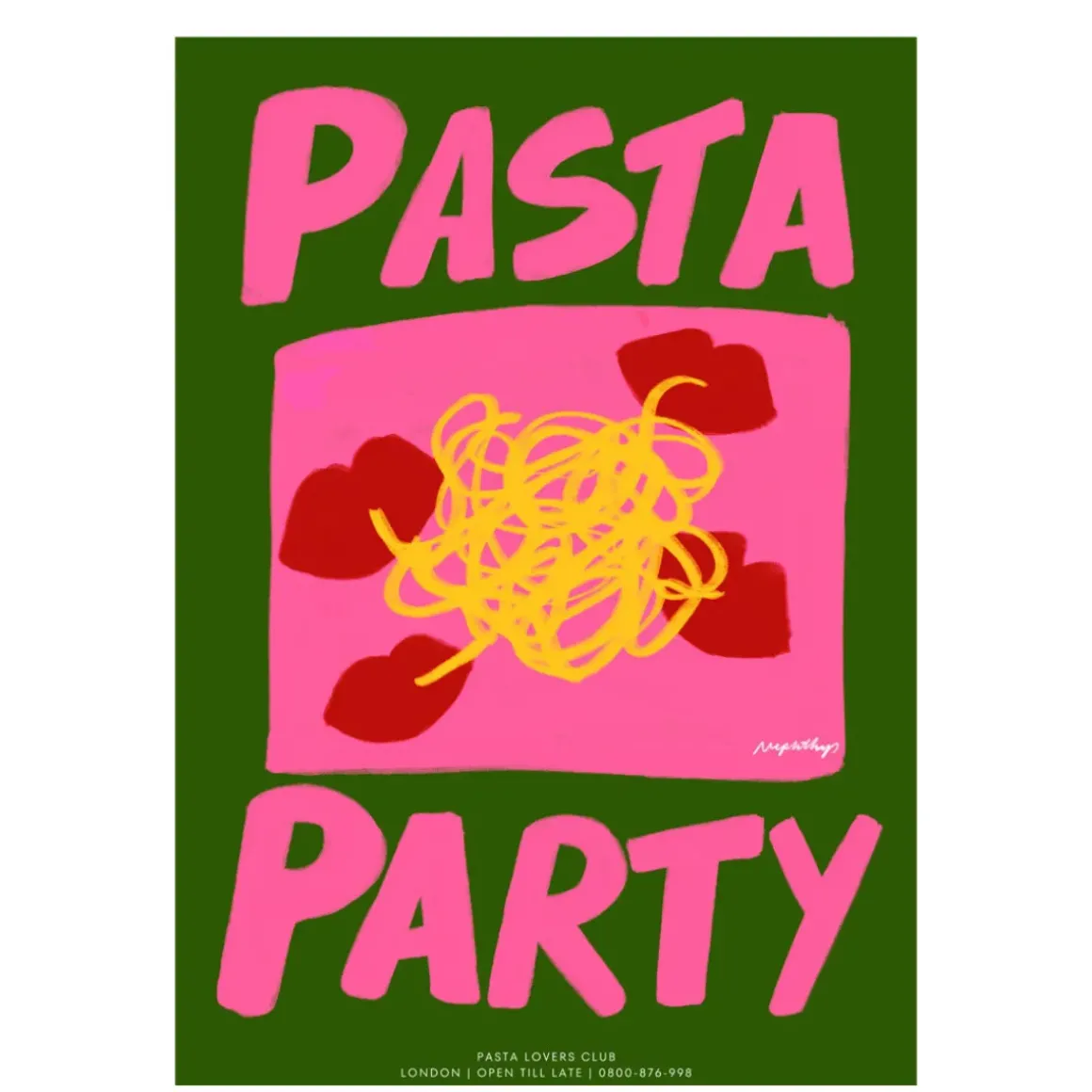 Affiche A3 Pasta Party Green