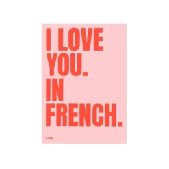 Affiche I love you in French - 50 x 70 cm - Pink