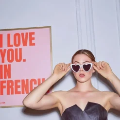 Affiche I love you in French - 50 x 70 cm - Pink