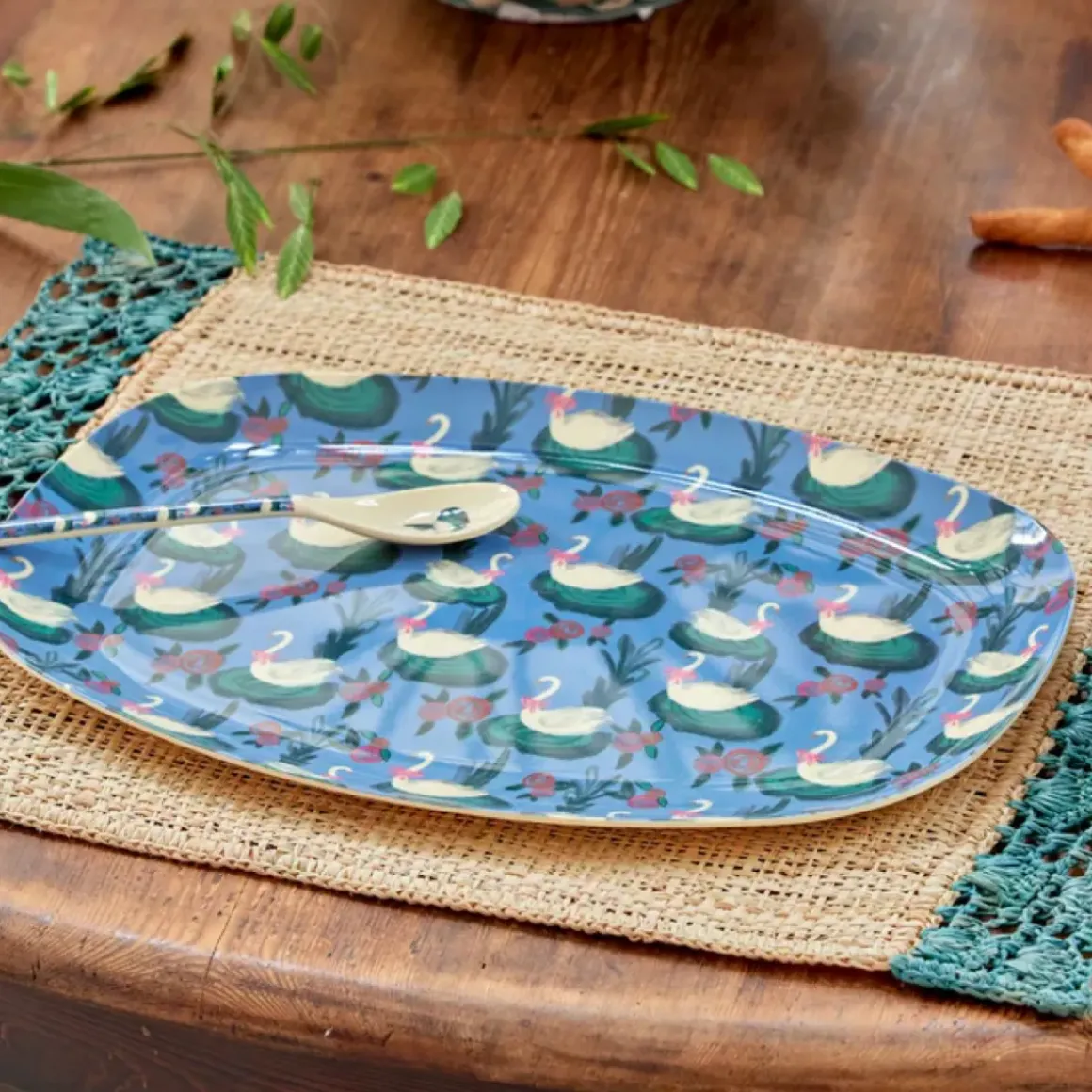 Assiette rectangulaire Cygne