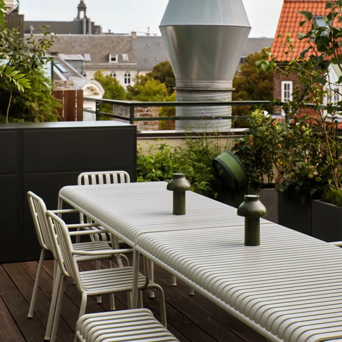 Banc Palissade en acier poudré - Gris ciel