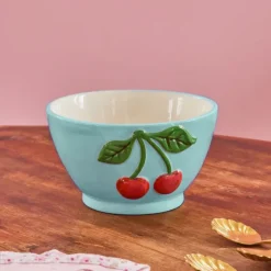 Bol avec cerises en relief - Menthe - 250 ml