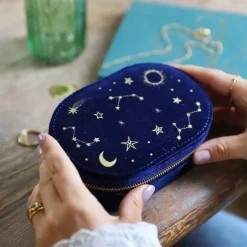 Boîte à bijoux en velours Starry Night - Bleu Marine