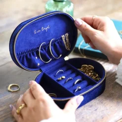 Boîte à bijoux en velours Starry Night - Bleu Marine