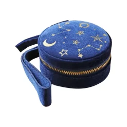 Boîte à Bijoux Ronde en Velours Nuit Etoilée - Bleu Marine