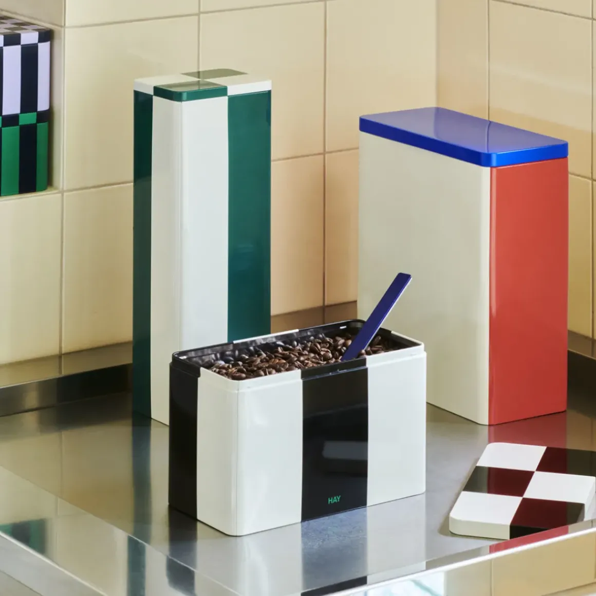 Boîte Tin à carreaux M - Noir u0026 Blanc