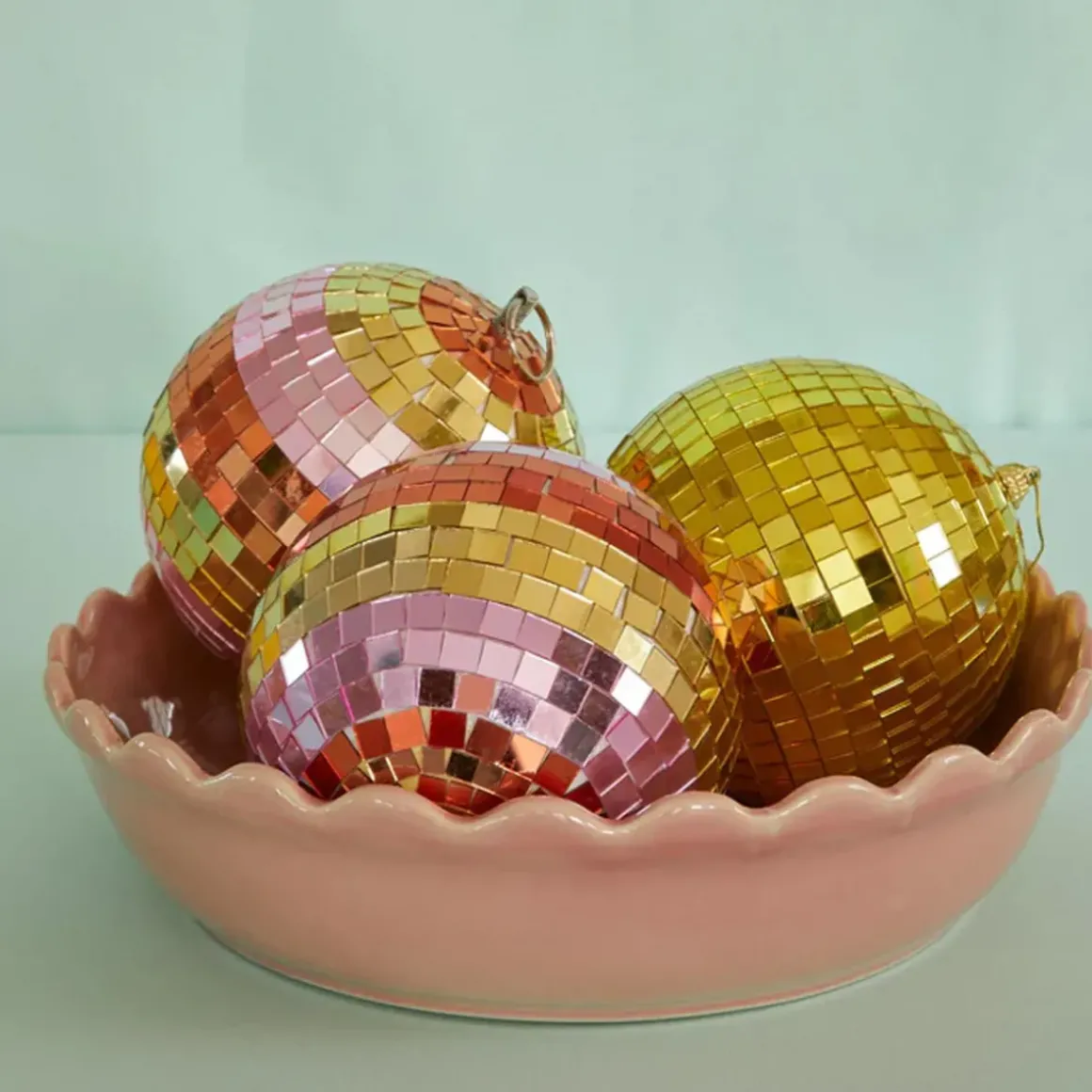 Boule Disco Ø 5 cm - Rayures Rose