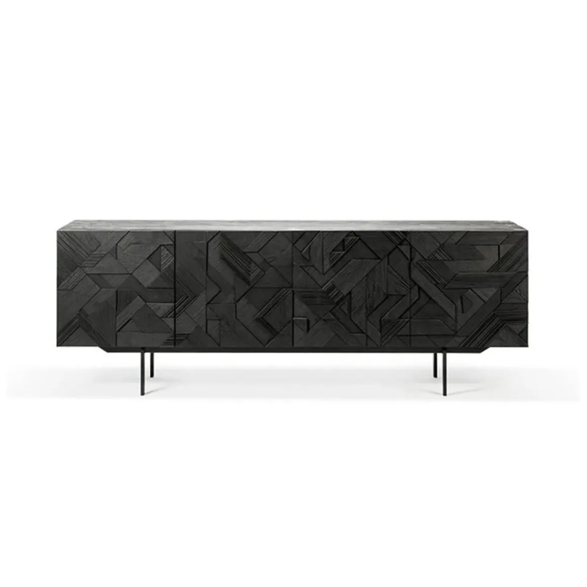 Buffet Graphic en teck verni - 4 portes