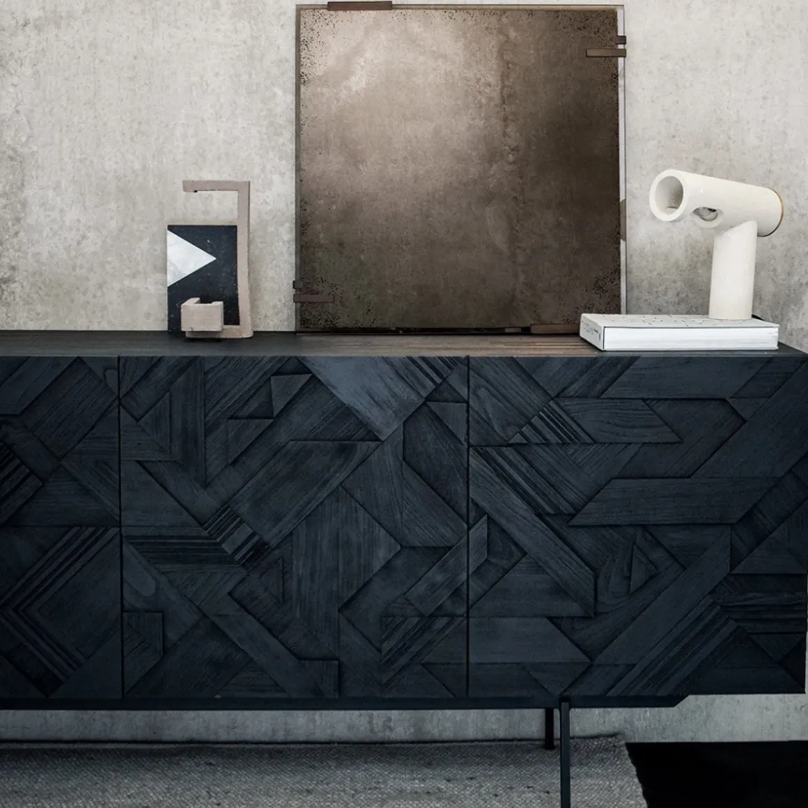 Buffet Graphic en teck verni - 4 portes
