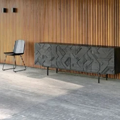 Buffet Graphic en teck verni - 4 portes