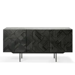 Buffet Graphic en teck verni - 3 portes