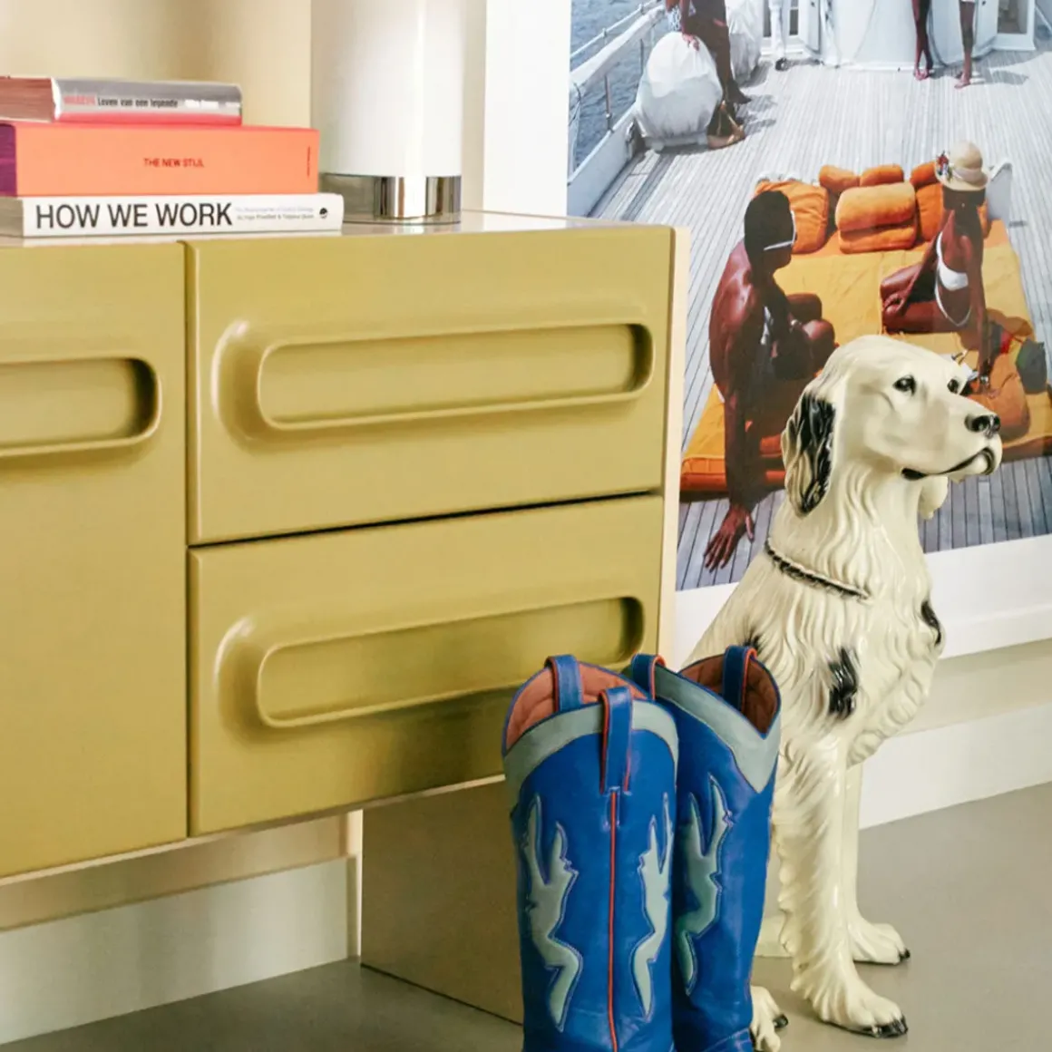 Buffet Space Dresser - 160 x 42 x 80 cm - Sage u0026 Cream