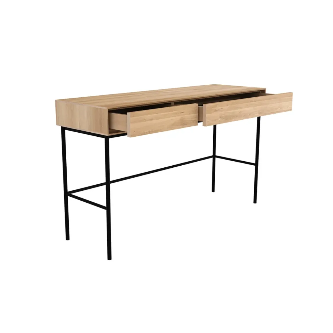 Bureau Whitebird en chêne verni - 2 Tiroirs