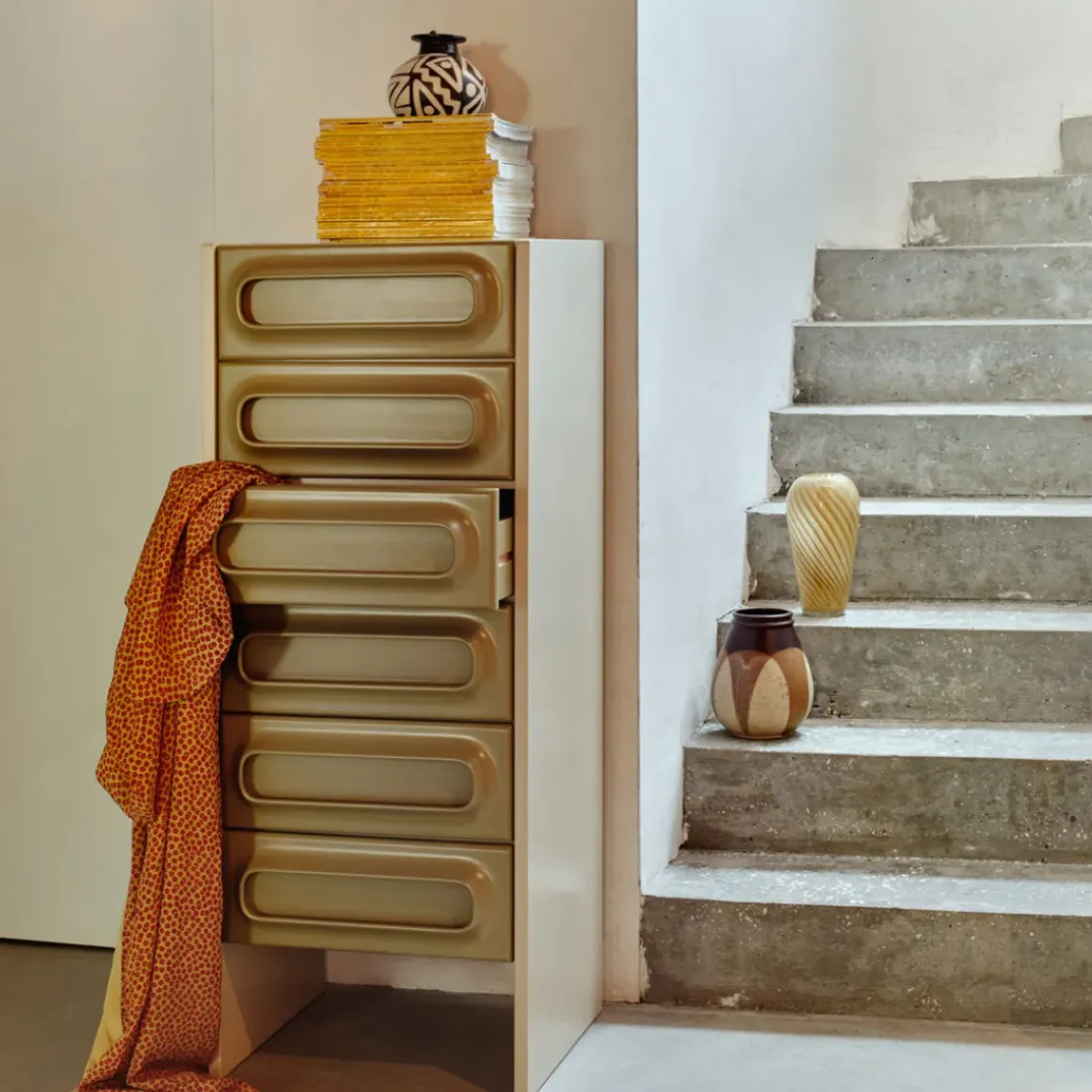 Cabinet Space Drawer - 45 x 40 x 113 cm - Sage u0026 Cream