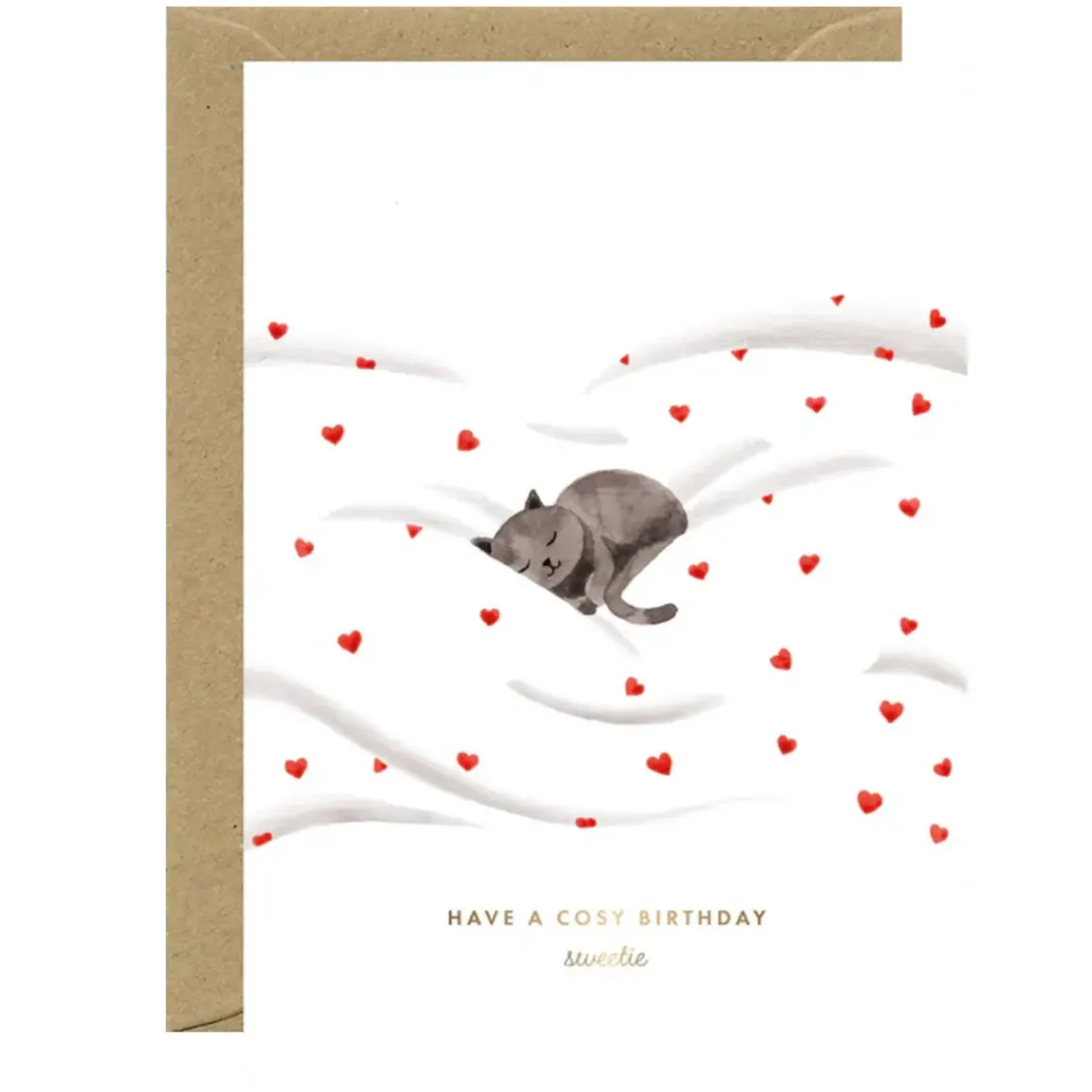 Carte d'anniversaire Gold Cosy Cat