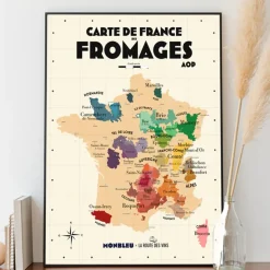 Carte de France des fromages AOP - 30 x 40 cm - Ecru