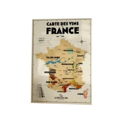 Carte des Vignobles Français - 30 x 40 cm - Ecru