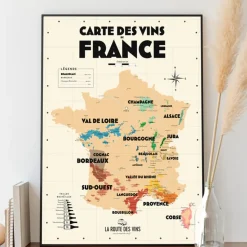 Carte des Vignobles Français - 30 x 40 cm - Ecru