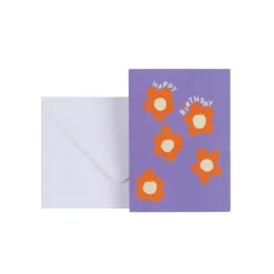 Carte Double Flower Birthday - Happy Birthday