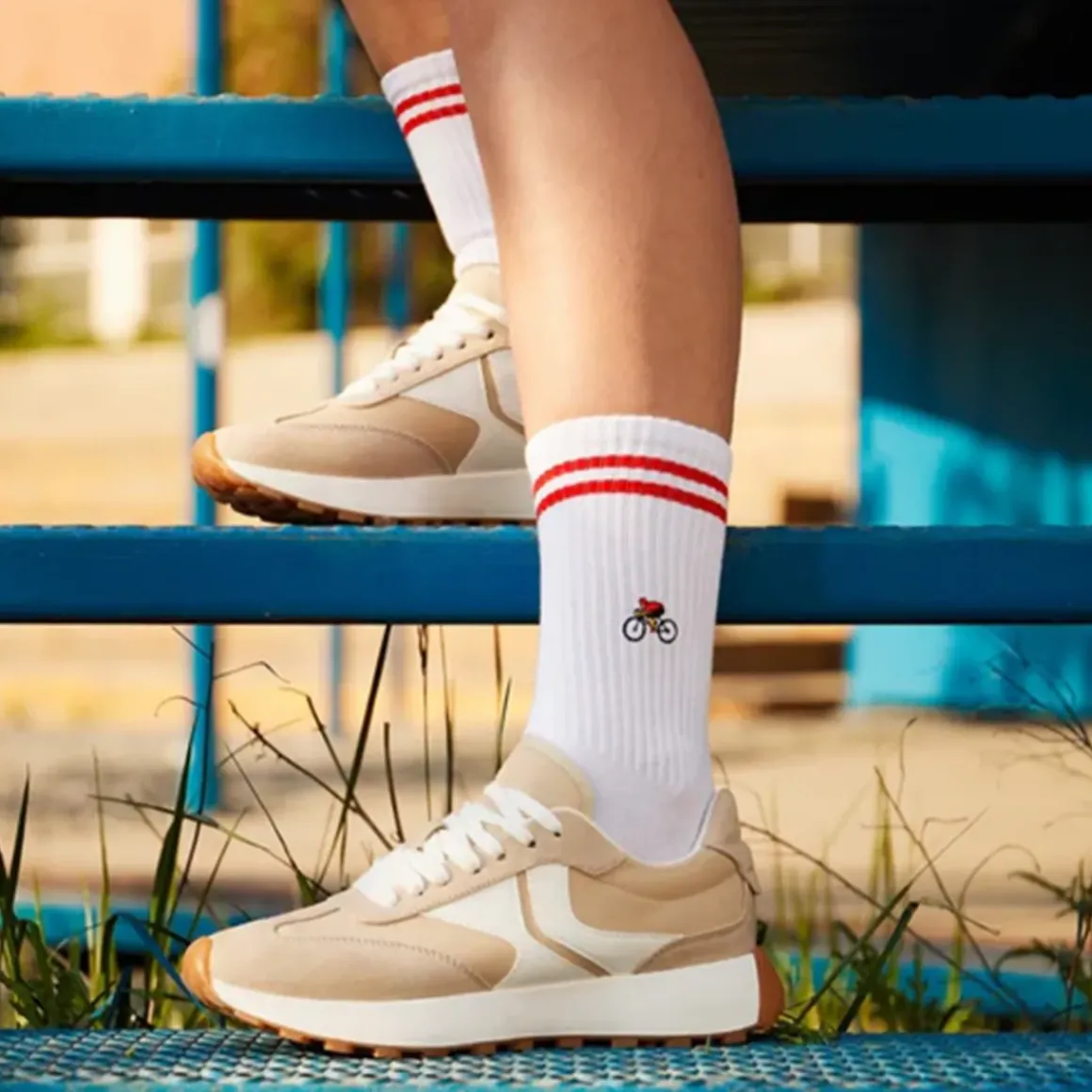 Chaussettes brodées Cycliste
