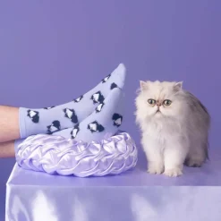 Chaussettes Chat Noir u0026 Blanc - Violet
