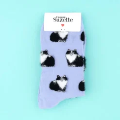 Chaussettes Chat Noir u0026 Blanc - Violet