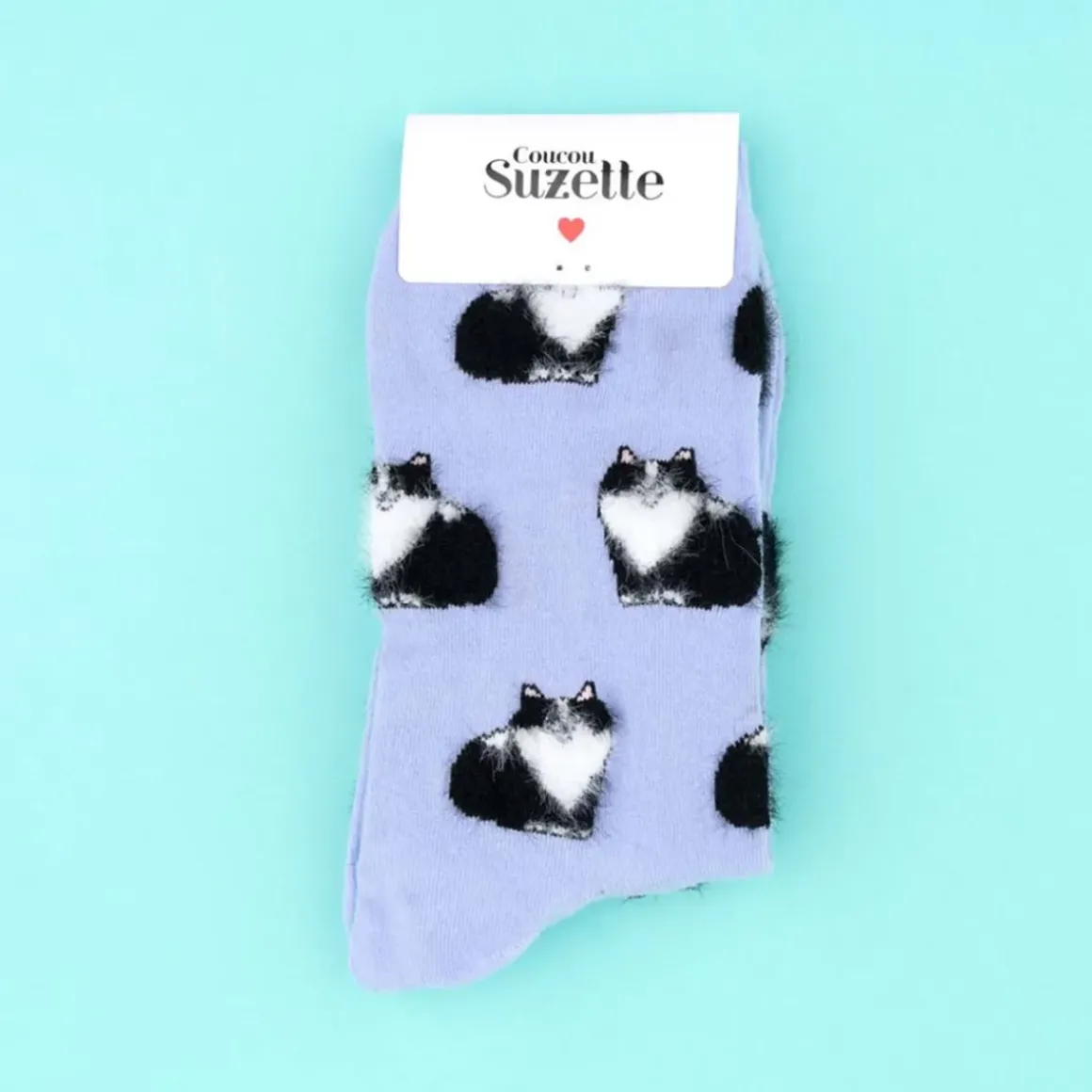 Chaussettes Chat Noir u0026 Blanc - Violet