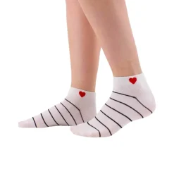 Chaussettes Coeur Côté à rayures - Coeur Rouge