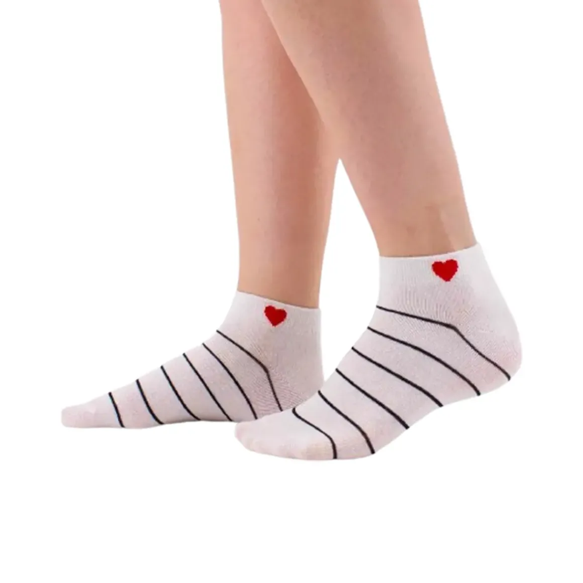 Chaussettes Coeur Côté à rayures - Coeur Rouge