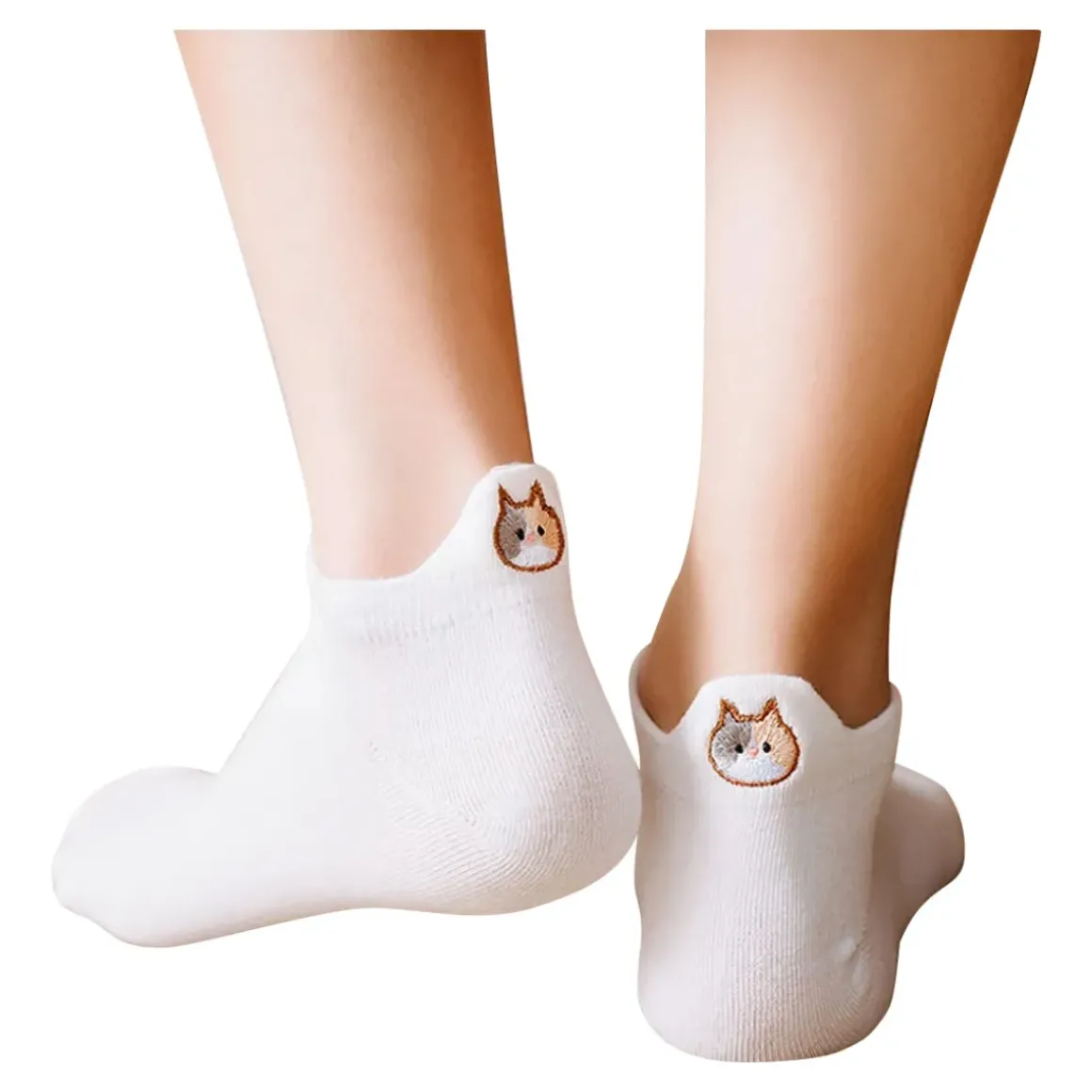 Chaussettes Languette Chat 35/42 - Blanc