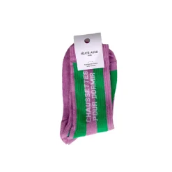 Chaussettes à Rayures Dormir Bi-Gout 36/40 - Lilas Vert