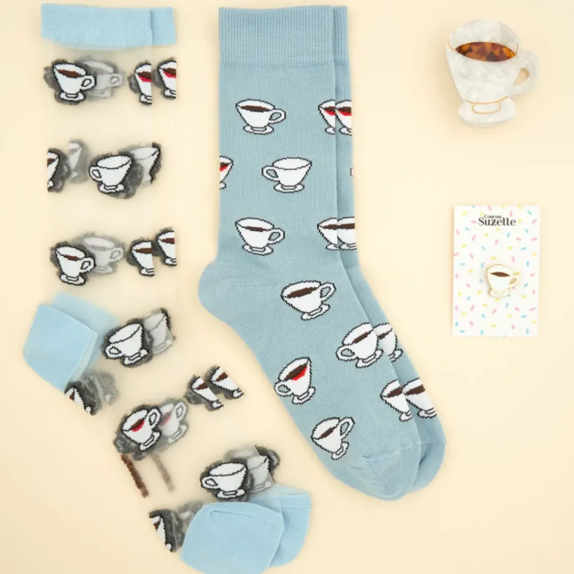 Chaussettes Transparentes Café