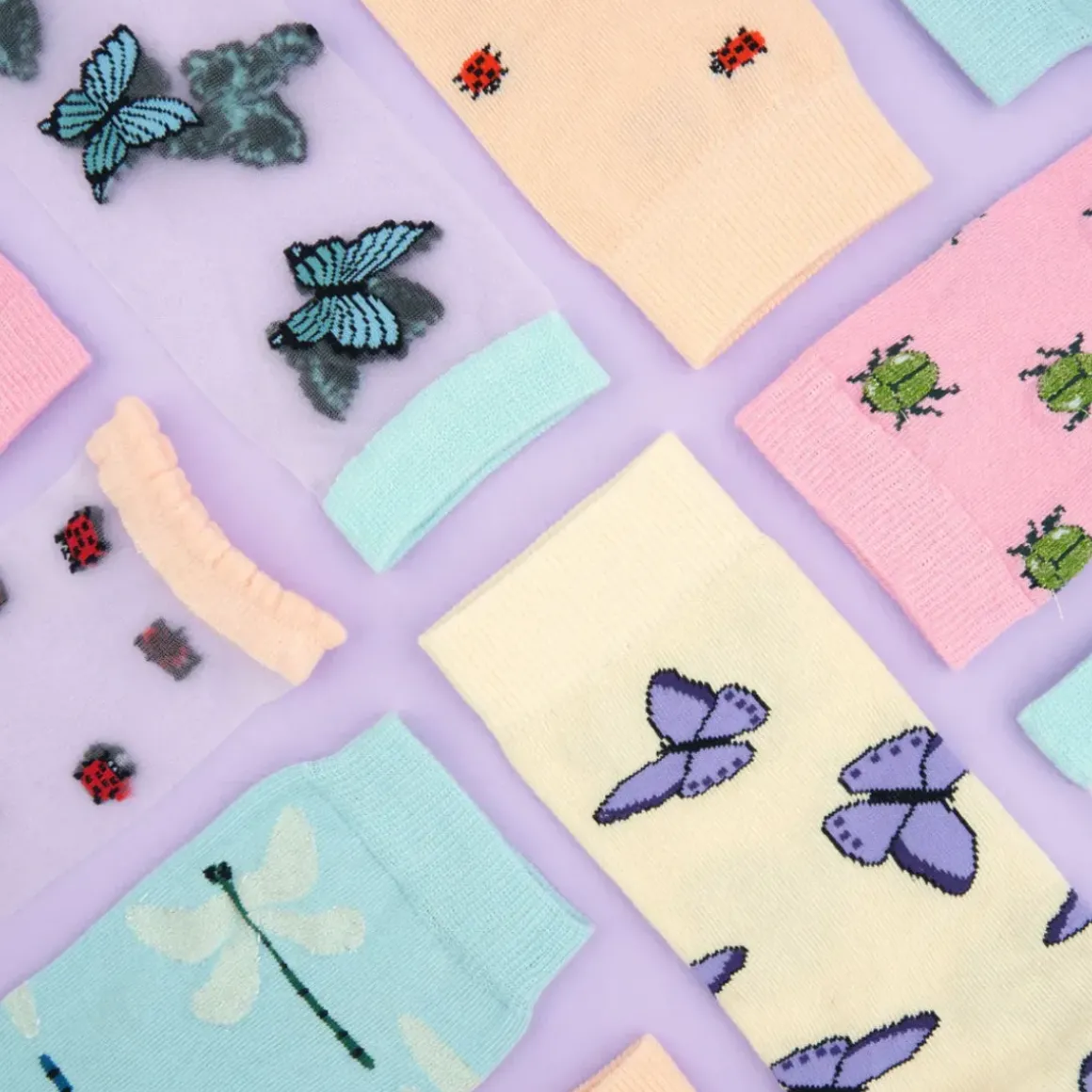 Chaussettes Transparentes Papillon - Bleu