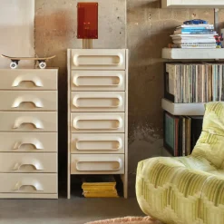 Commode 6 Tiroirs - 45 x 40.5 x 97.5 cm - Crème