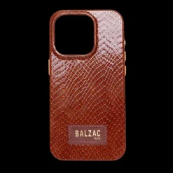 Coque de téléphone cognac embossé