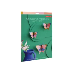 Décoration murale Gold Rim Butterflies - Lot de 3