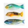 Décoration murale Trois poissons perroquet sur fond blanc - 20 cm x 20 cm