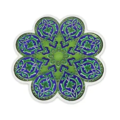 Dessous de Plat Fleur en Céramique - Bleu et Vert