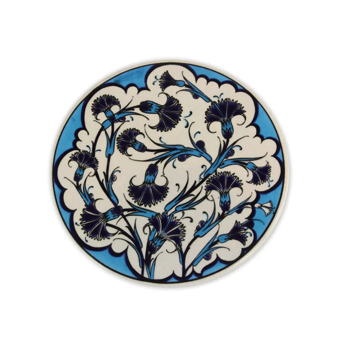 Dessous de Plat Rond en Céramique - Bleu et Beige