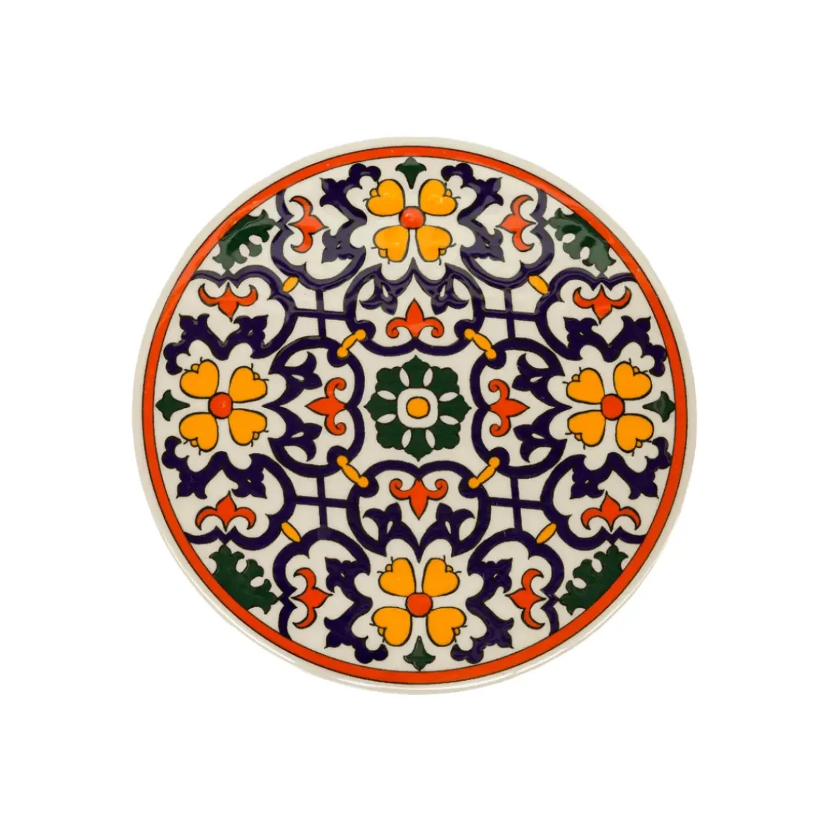 Dessous De Plat Rond en Céramique - Orange et Bleu