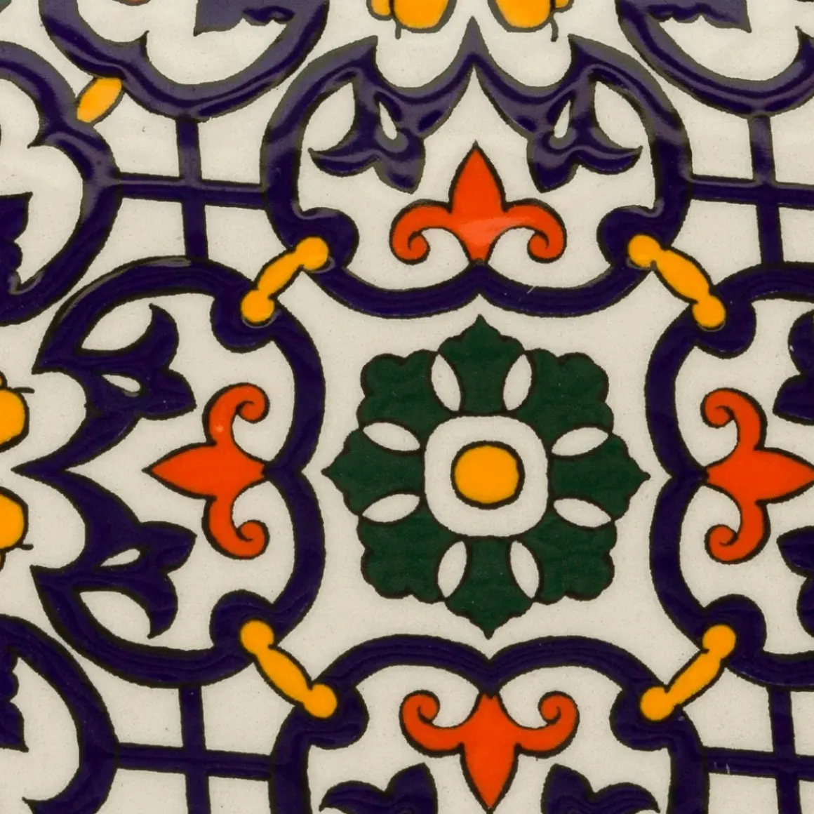 Dessous De Plat Rond en Céramique - Orange et Bleu