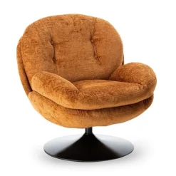 Fauteuil Memento en velours - 81 x 86 x 83 cm - Orange brûlé