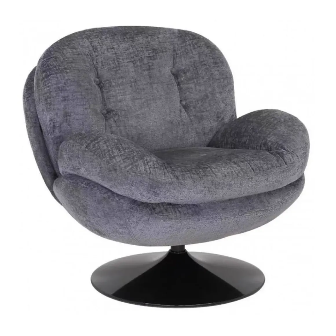 Fauteuil Memento en velours - 81 x 86 x 83 cm - Gris