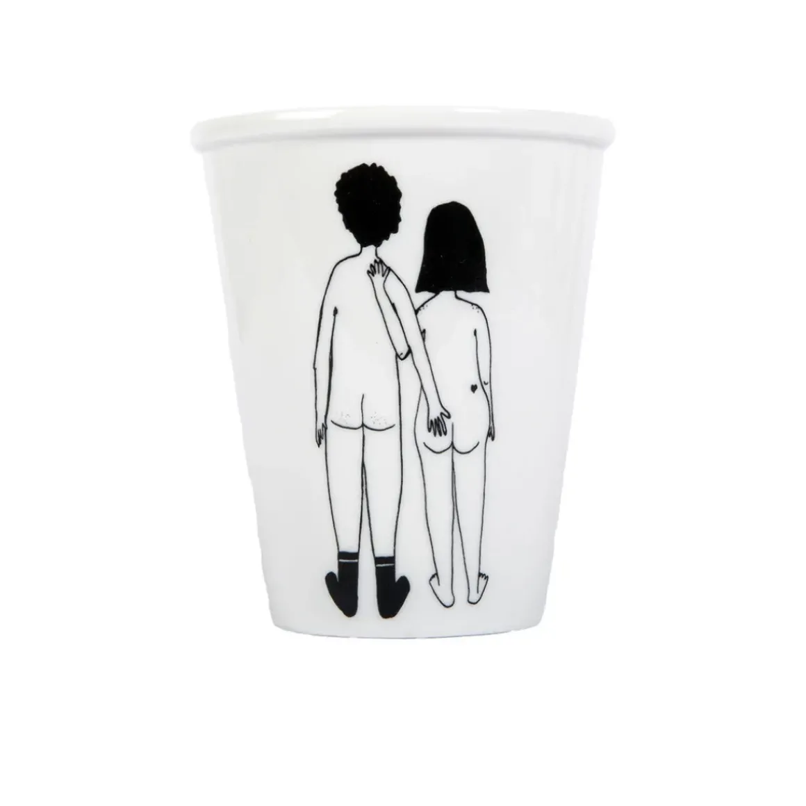 Gobelet couple nu de dos en porcelaine