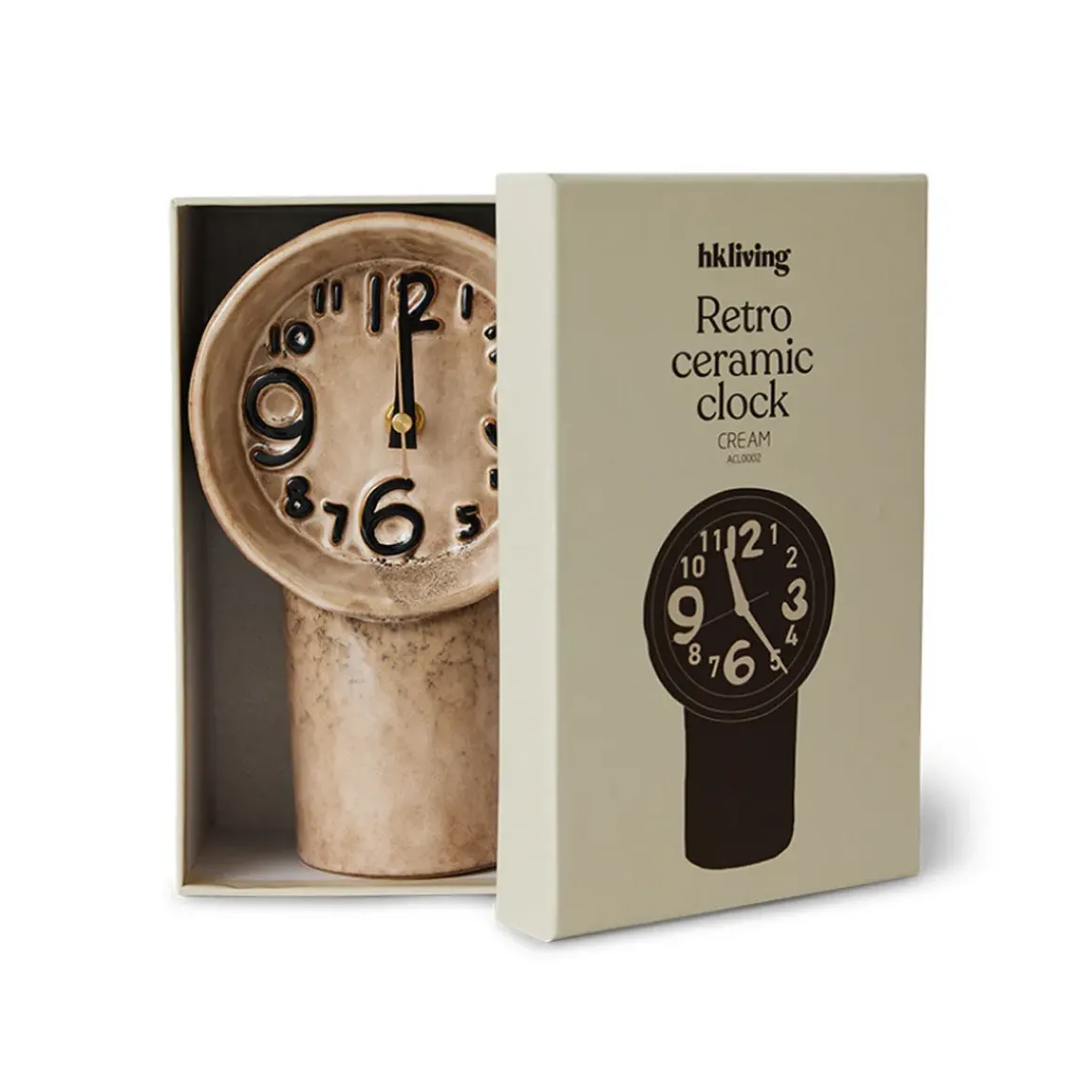 Horloge Rétro en céramique - h 23,5 cm - Crème