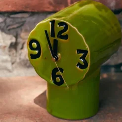 Horloge Rétro en céramique - h 17,5 cm - Olive