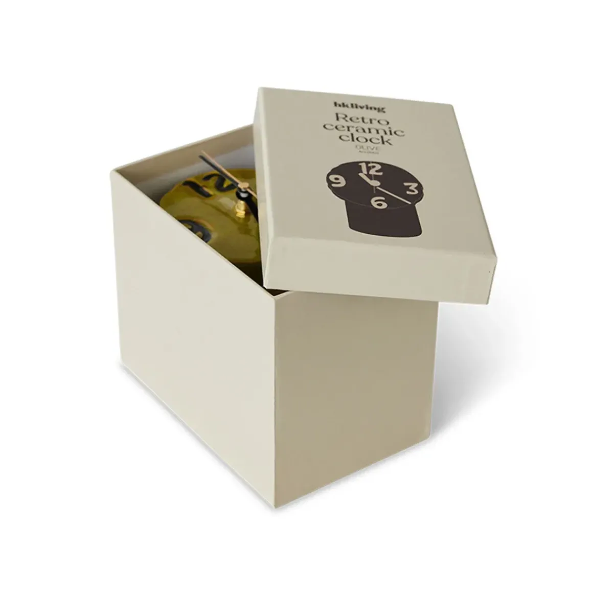 Horloge Rétro en céramique - h 17,5 cm - Olive